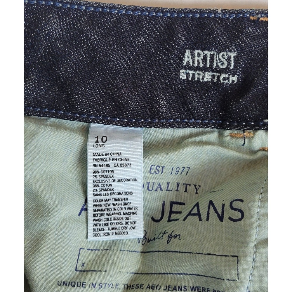 American Eagle Artist Stretch Flare Jeans Dark Wash Blue Womens 10 Long 10L - Picture 6 of 8